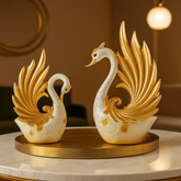 white and gold swan couple showpiece