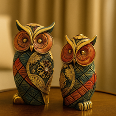 Golden Owl Decor showpiece Set
