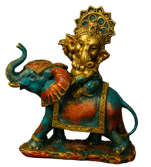 Colorful Ganesha on Elephant Statue DNA eStore