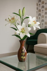 Decorative Wooden Finish Flower Vase Showpiece