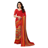 Generic Women's Georgette Printed Saree With Unstitched Blouse 5.5Mtr (Red)
