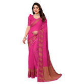 Generic Women's Georgette Printed Saree With Unstitched Blouse 5.5Mtr (Pink)