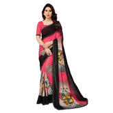 Generic Women's Georgette Printed Saree With Unstitched Blouse 5.5Mtr (Multicolor)