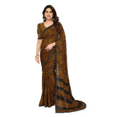 Generic Women's Georgette Printed Saree With Unstitched Blouse 5.5Mtr (Multicolor)