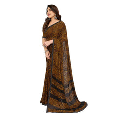 Generic Women's Georgette Printed Saree With Unstitched Blouse 5.5Mtr (Multicolor)