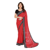 Generic Women's Georgette Printed Saree With Unstitched Blouse 5.5Mtr (Red)