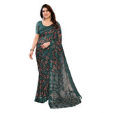 Generic Women's Georgette Printed Saree With Unstitched Blouse 5.5Mtr (Green)