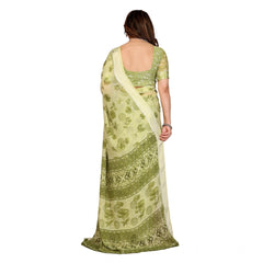 Generic Women's Georgette Printed Saree With Unstitched Blouse 5.5Mtr (Green)