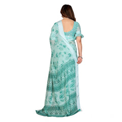 Generic Women's Georgette Printed Saree With Unstitched Blouse 5.5Mtr (Green)