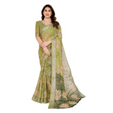 Generic Women's Georgette Printed Saree With Unstitched Blouse 5.5Mtr (Green)