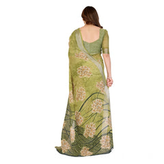 Generic Women's Georgette Printed Saree With Unstitched Blouse 5.5Mtr (Green)