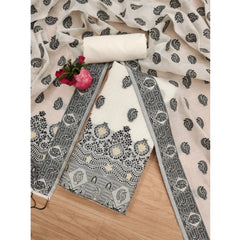 Generic Women's Banarasi Silk Printed Unstitched Salwar Suit Material With Dupatta (Black, 3Mtrs)