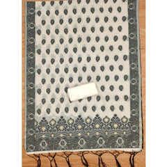 Generic Women's Banarasi Silk Printed Unstitched Salwar Suit Material With Dupatta (Black, 3Mtrs)