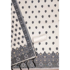 Generic Women's Banarasi Silk Printed Unstitched Salwar Suit Material With Dupatta (Black, 3Mtrs)