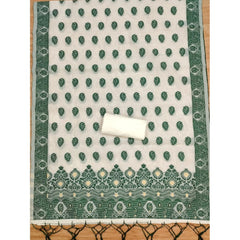 Generic Women's Banarasi Silk Printed Unstitched Salwar Suit Material With Dupatta (Bottle Green, 3Mtrs)