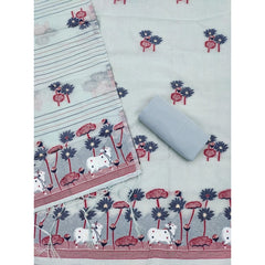 Generic Women's Banarasi Silk Printed Unstitched Salwar Suit Material With Dupatta (Grey, 3Mtrs)