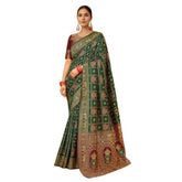Generic Women's Silk Blend Woven Zari Work Saree With Unstitched Blouse 5.5Mtr (Green)