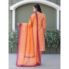 Generic Women's Cotton Blend Printed Kurti With Pant Dupatta Set (Coral)