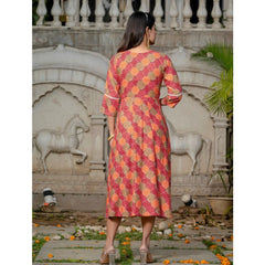 Generic Women's Rayon Print With Embroidery Work A-Line Kurti (Multicolor)