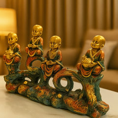 Polyresin Monk Figurine Set Showpiece