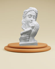 Mother and Child Decorative Statue, White Resin Sculpture.