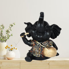 Handicrafts Elephant Showpiece with Instrument for Home Decorations