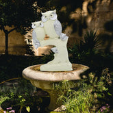 Polyresin Owl Set of 2 Showpiece for Table Decor White & Silver Handmade Figurines for Home Dcor, Resin Tabletop Decor