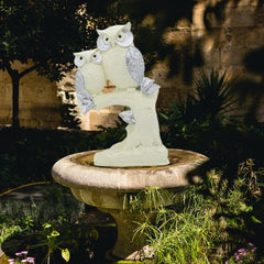 Polyresin Owl Set of 2 Showpiece for Table Decor White & Silver Handmade Figurines for Home Dcor, Resin Tabletop Decor
