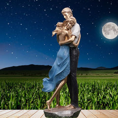 Romantic Love Couple Showpiece for Home Decor Anniversary Wedding Valentine Beautiful Gift Items (Love Couple Statue - Blue)