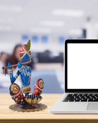 Handmade Handpainted Iron Krishna Showpiece for Home Decor