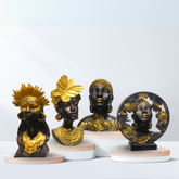 African Woman Bust Statue Set