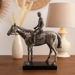 Silver Horse Rider Statue