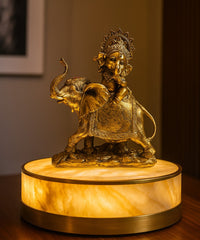 Golden Baby Ganesha on Elephant Figurine