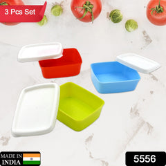 3-Piece Multicolor Airtight Container Set ? Rectangular Food & Fridge Storage