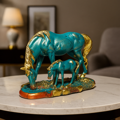 Blue Horse with Baby decor showpiece
