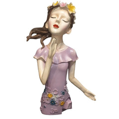 Decorative Girl & Horse Bust Statue Set