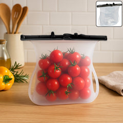 Reusable Silicone Food Storage Bag ? Leakproof, Flat Bottom, Freezer & Microwave Safe, BPA-Free Snack & Sandwich Bag (1 Pc)