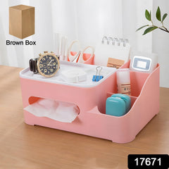 6-Compartment Desk Organizer ? Multi-Function Storage for Tissue, Stationery, Remote & Mobile (Home/Office)