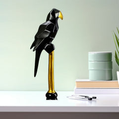 Parrot Showpiece for Home Decoration Home Decor Item|Bird Statue for Gifts and Home|Bird and Animal showpiece-Black
