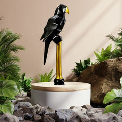 Parrot Showpiece for Home Decoration Home Decor Item|Bird Statue for Gifts and Home|Bird and Animal showpiece-Black
