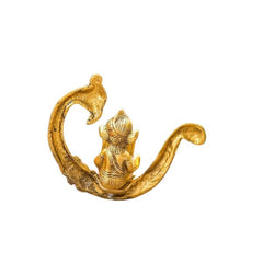 Sitting Baby Ganesh Idol Statue On Peacock with Book for Puja Ganesha Vastu Showpiece (15X7X15.5 cm, Gold), Medium