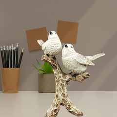 Birds Sitting On Tree Branch Figurine Decor