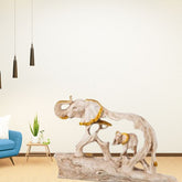 Mother and Child Elephant Showpiece Elephant Figurine Statue Showpiece with Baby Elephant On Wooden Base Showpieces for Home D?cor