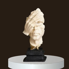 White Finish Man Hand on Face Showpiece