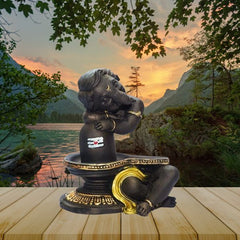 Lord Ganesha with Shivling Idol Decor Statue