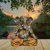 Multicolour Lord Ganesha Resin Idol Statue