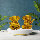 Golden Ganesha Musician Decor Showpiece Set