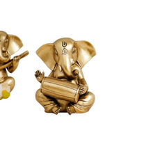 Golden Ganesha Musician Decor Showpiece Set