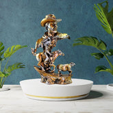 Resin Cowboys with Horse & Cow Decor Showpiece