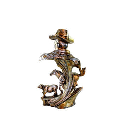 Resin Cowboys with Horse & Cow Decor Showpiece